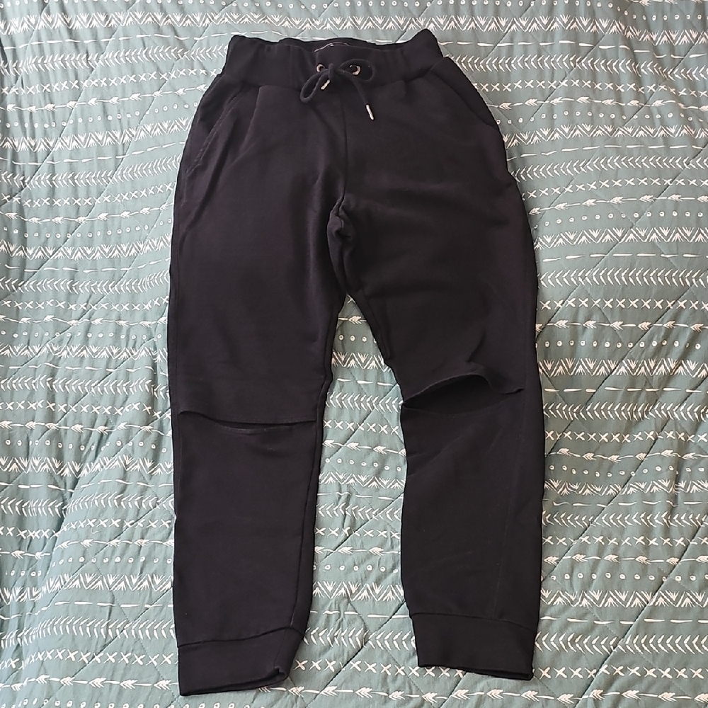 SAM EDELMAN Knee Slit Joggers Size XS Extra Small Black Peek-A-Boo